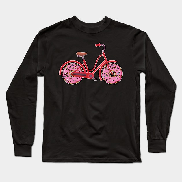 Donut Tire Bicycle Bicycles Cycling Long Sleeve T-Shirt by Print-Dinner